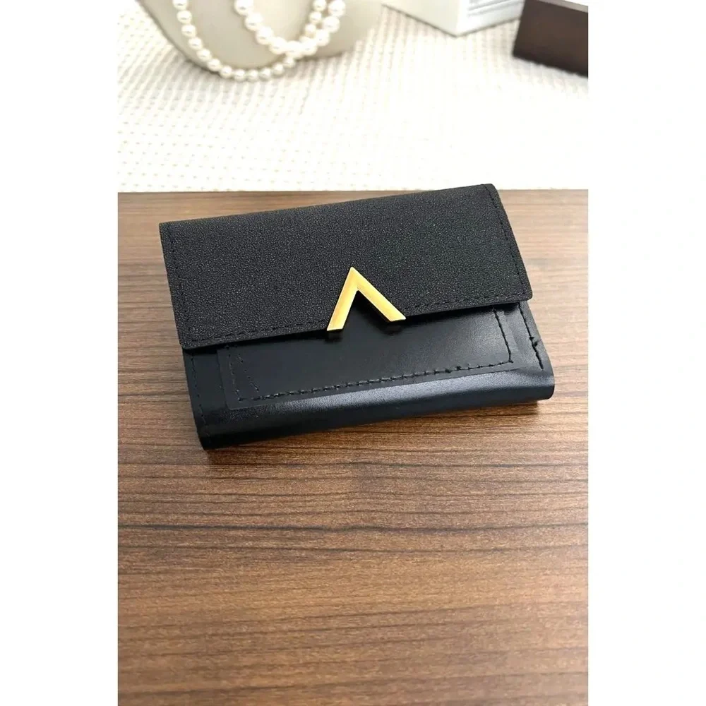 Vegan Leather Two-Tone Wine & Burgundy Envelope Wallet with Gold Accent